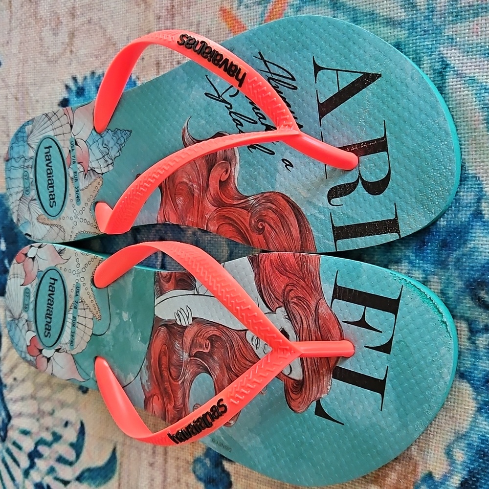 Havaianas Disney Ariel Flip Flops Size 7/8 - Picture 9 of 16